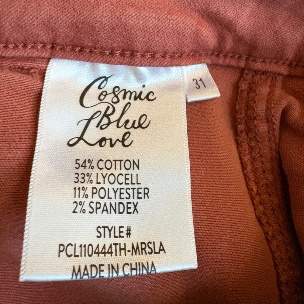 Cosmic Blue Love Terracotta Women's Size 31 Utility Straight Leg Pants - Picture 6 of 7